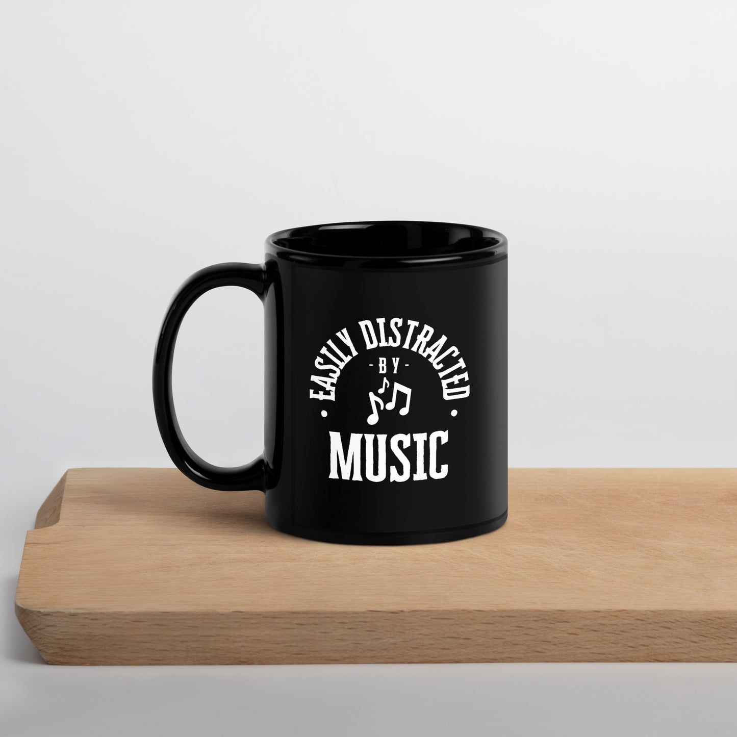 Easily Distracted By Music - Black Glossy Mug