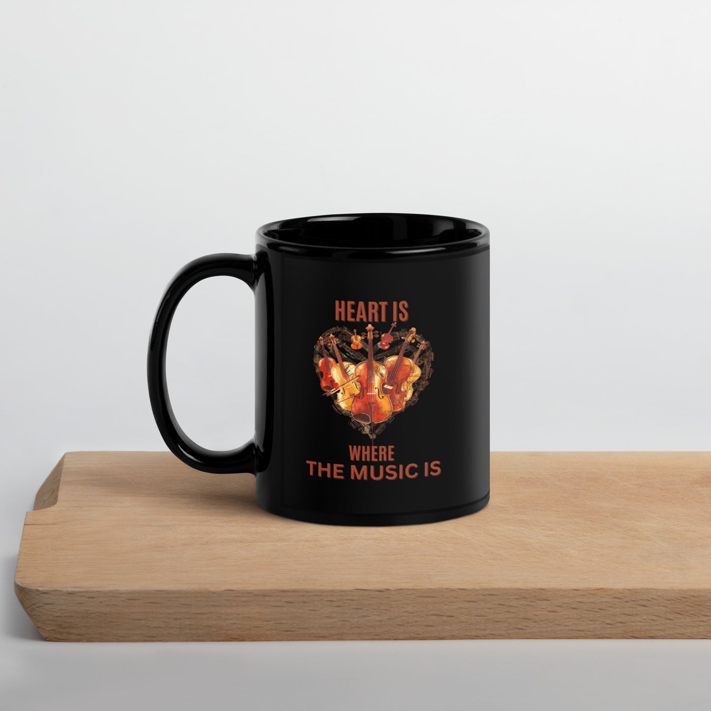 Heart is where the music is V1 - Black Glossy Mug