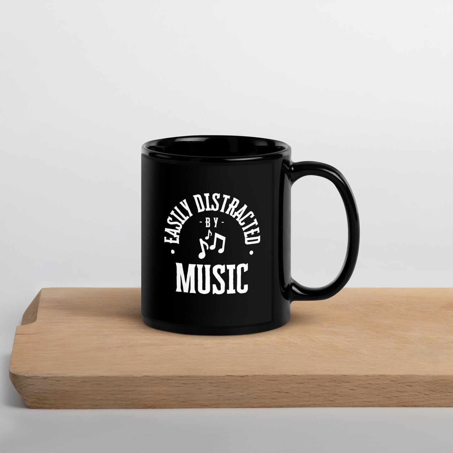 Easily Distracted By Music - Black Glossy Mug