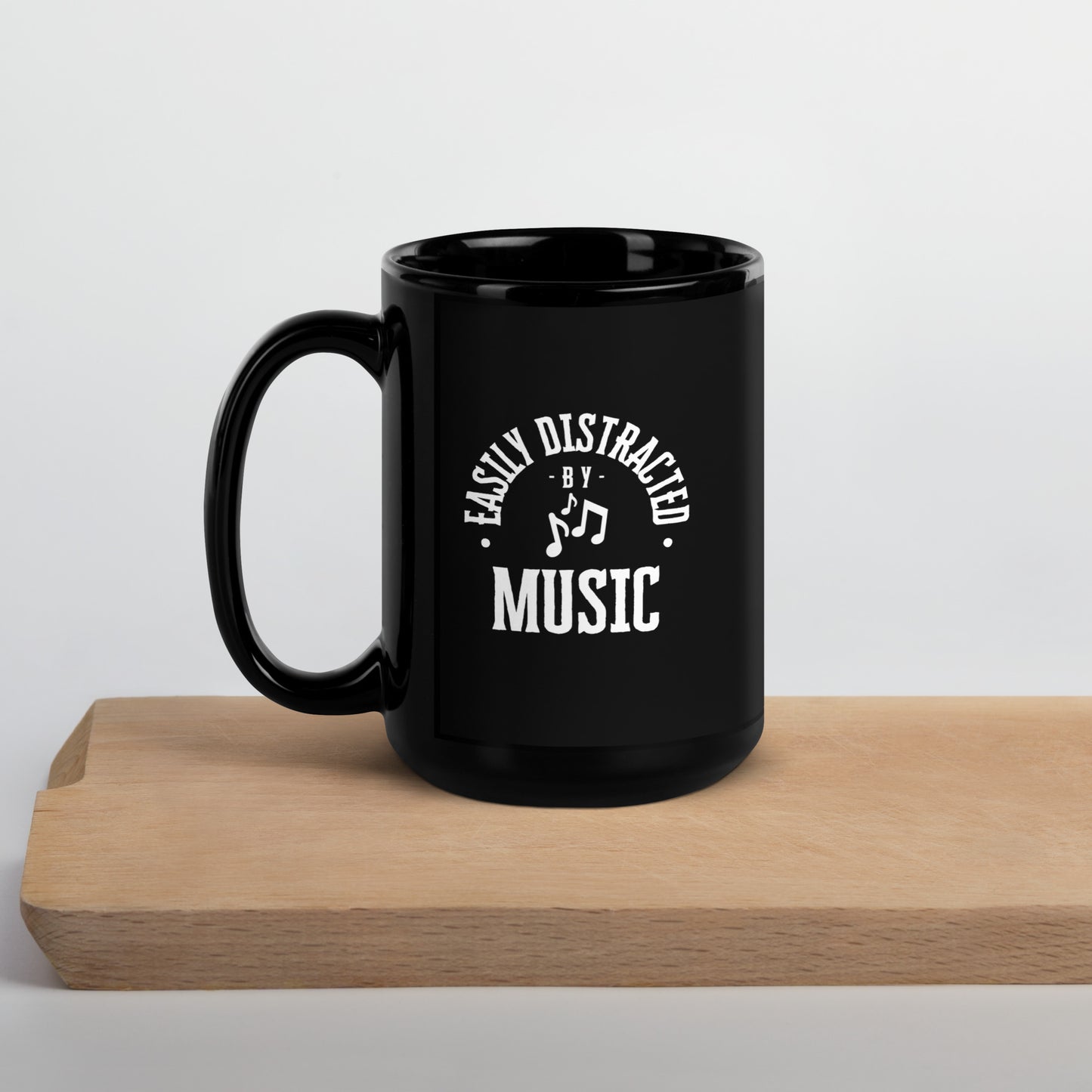 Easily Distracted By Music - Black Glossy Mug