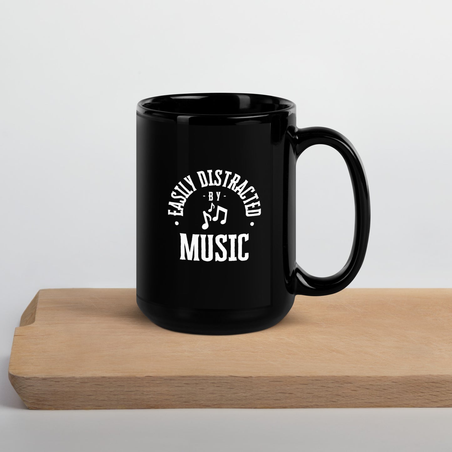 Easily Distracted By Music - Black Glossy Mug