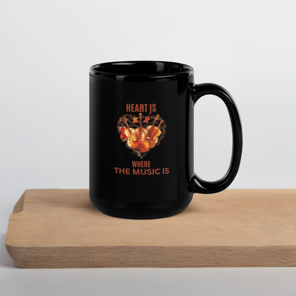 Heart is where the music is V1 - Black Glossy Mug