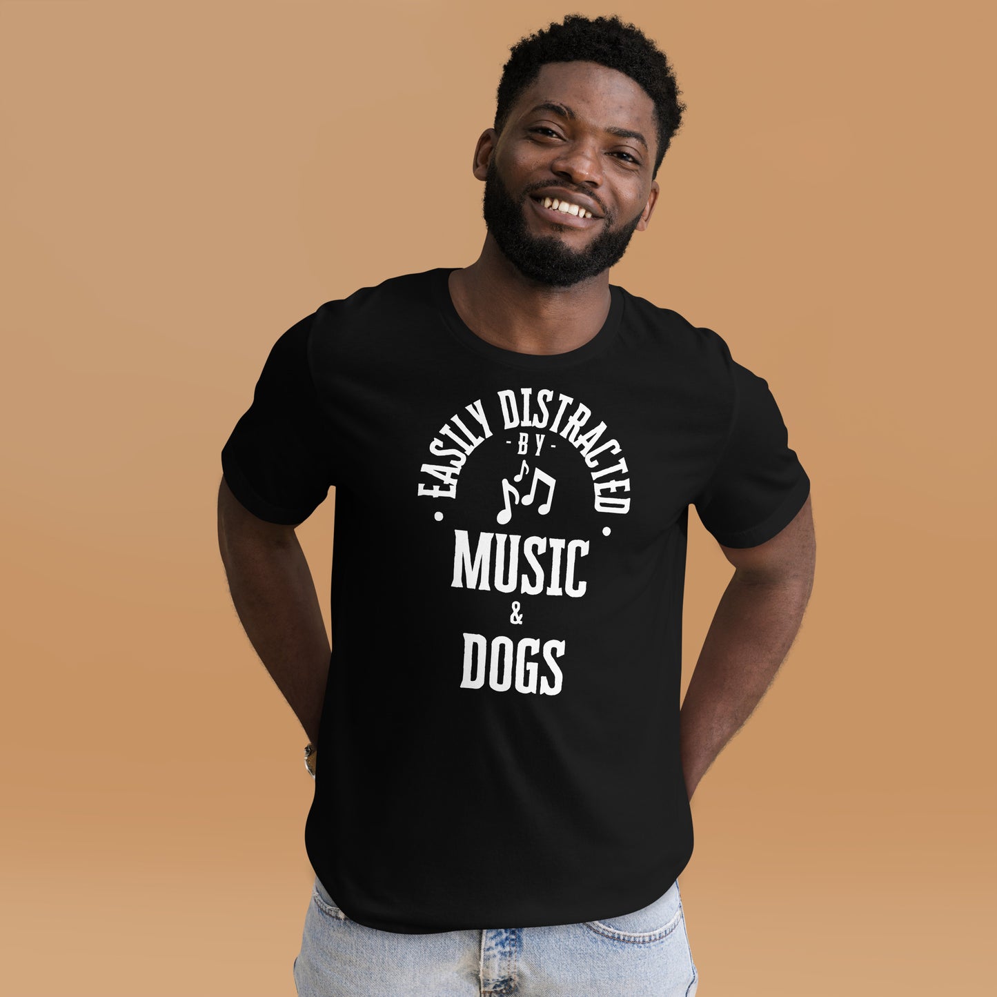 Easily distracted by music and dogs - Unisex t-shirt