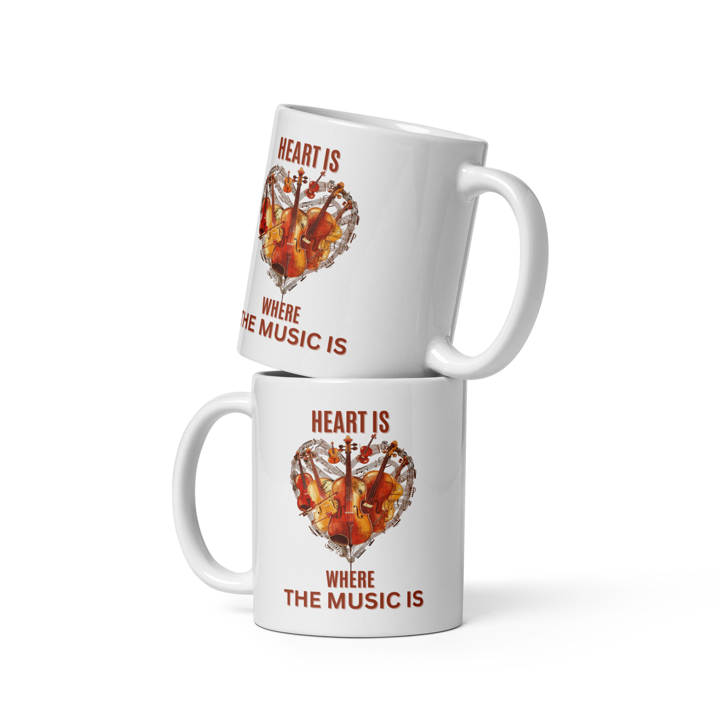 Heart is where the music is V1 - White glossy mug