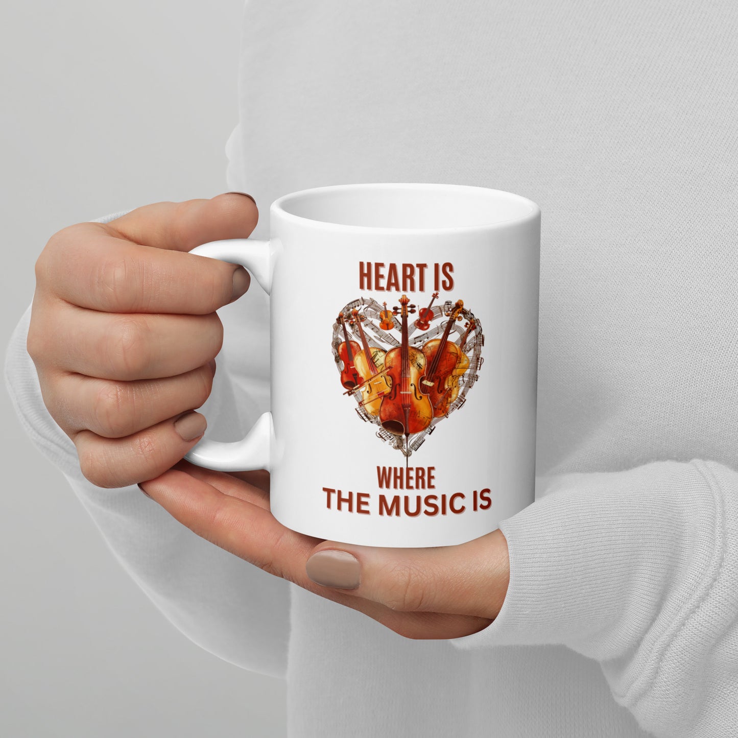 Heart is where the music is V1 - White glossy mug