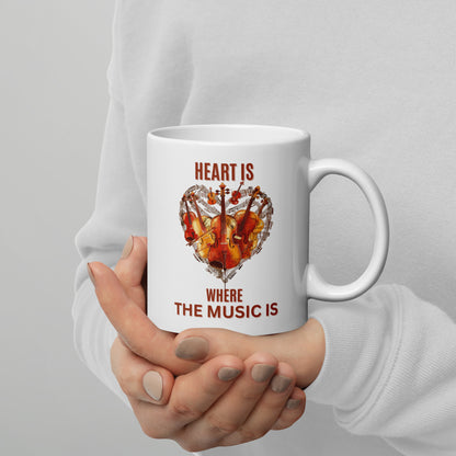 Heart is where the music is V1 - White glossy mug