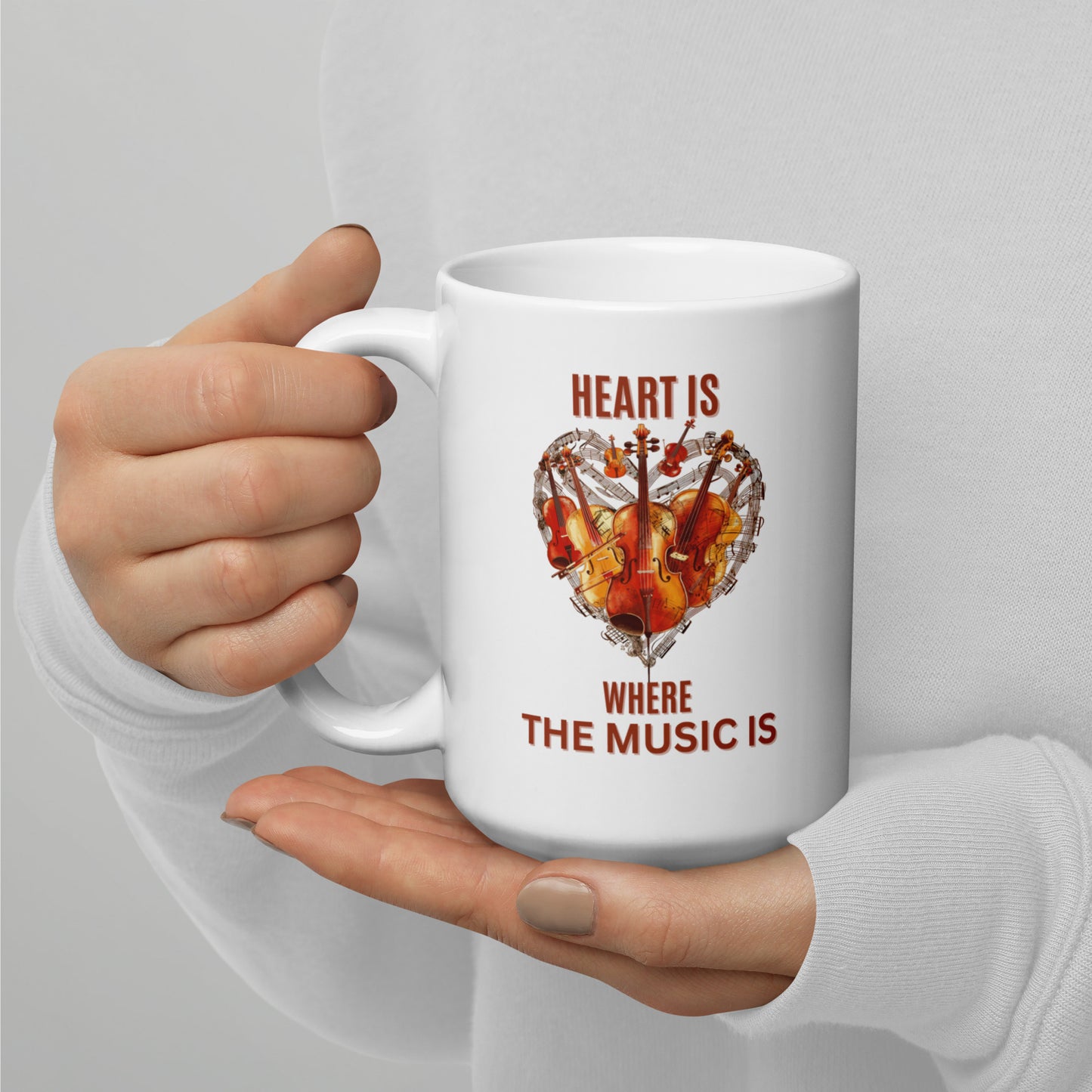 Heart is where the music is V1 - White glossy mug