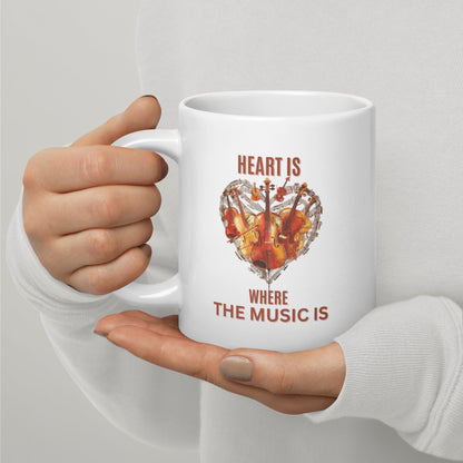 Heart is where the music is V1 - White glossy mug