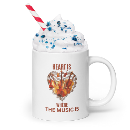 Heart is where the music is V1 - White glossy mug